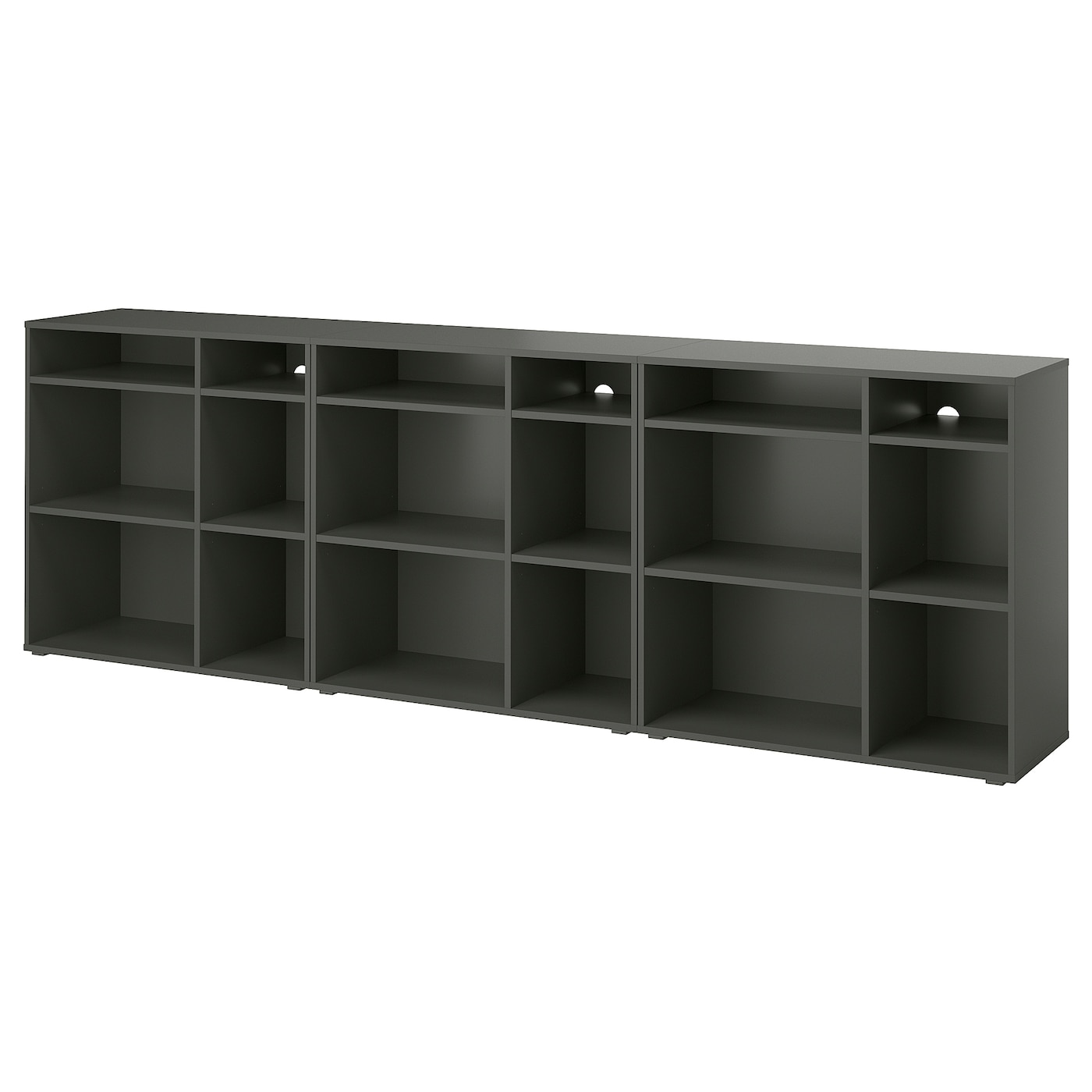 IKEA VIHALS kombinacja regałowa, ciemnoszary, 286x37x90 cm