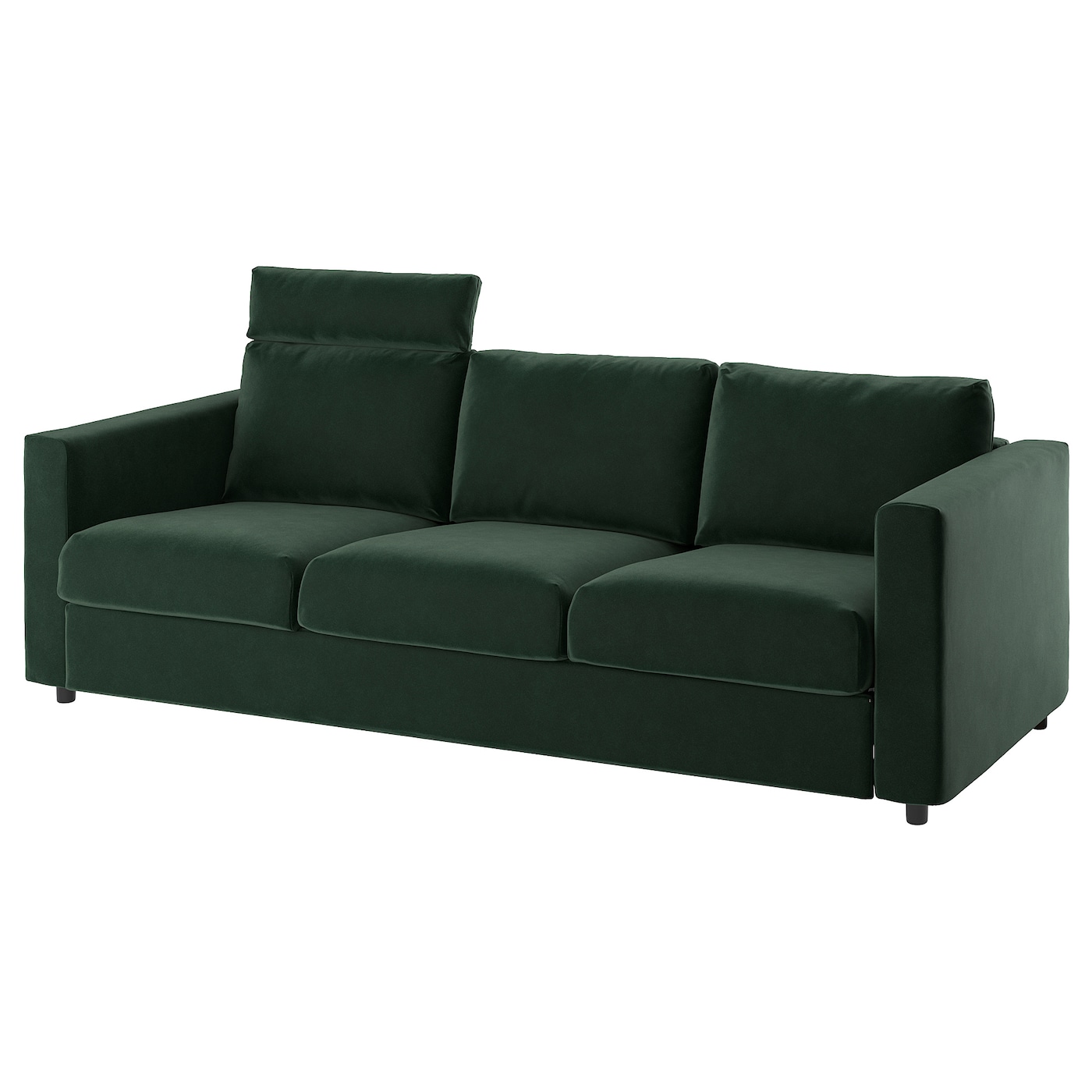 IKEA VIMLE sofa 3-osobowa, z zagłówkiem/Djuparp ciemnozielony, Wysokość z zagłówkiem: 103 cm