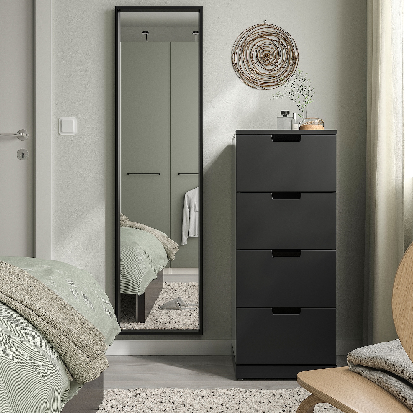 IKEA NISSEDAL lustro, czarny, 40x150 cm