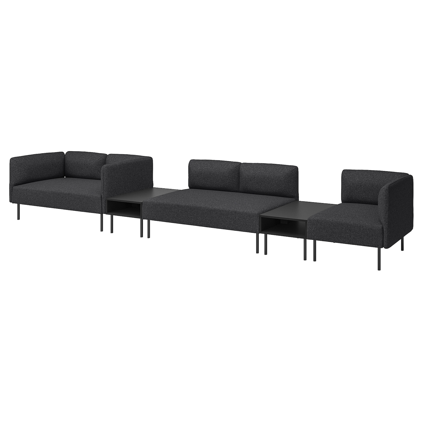 IKEA LILLEHEM 5-os sofa moduł ze stolikiem boczn, Gunnared/ciemnoszary metal, Szerokość: 472 cm