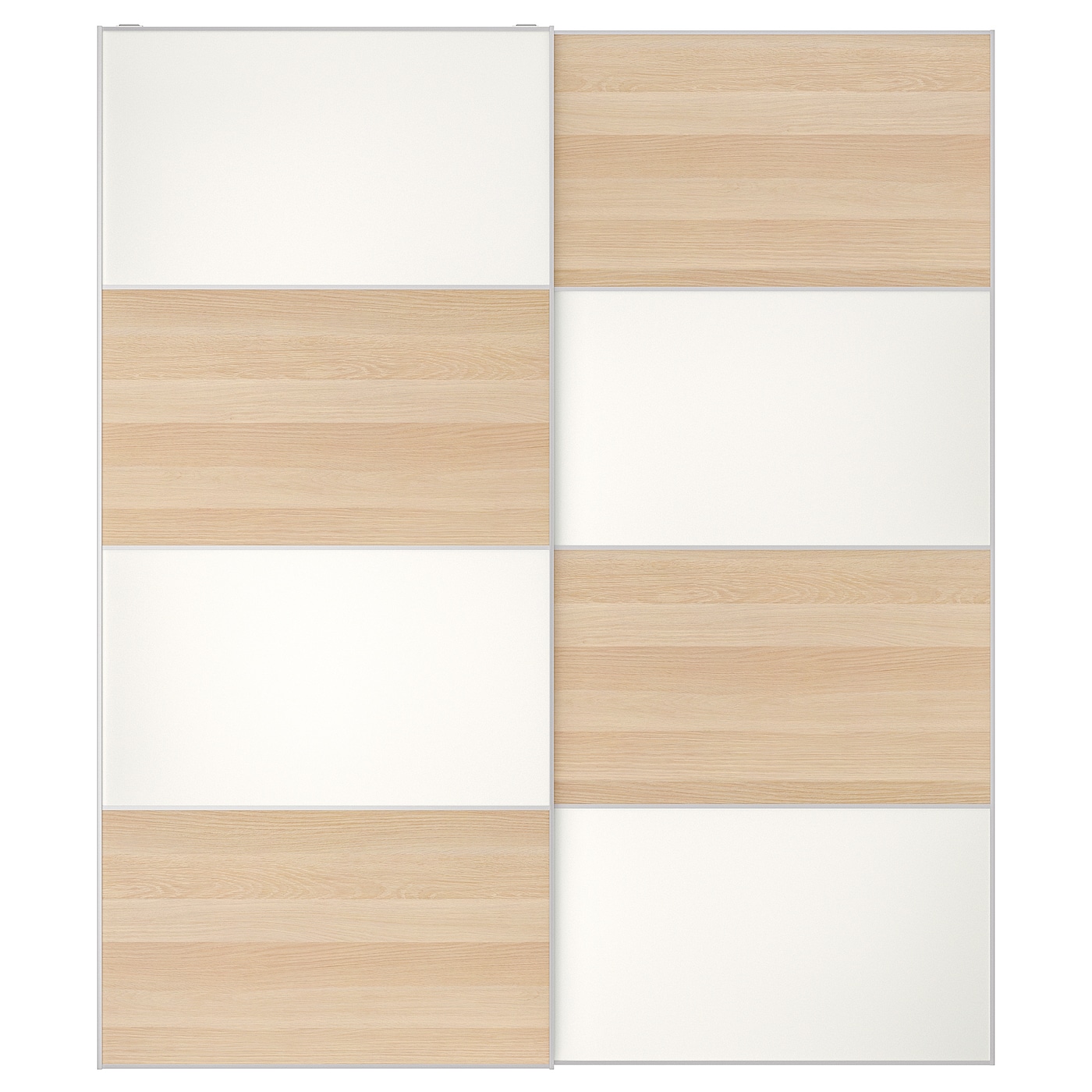 IKEA MEHAMN Drzwi przesuwne, 2str/imitacja dębu bejcowanego na biało biały, 200x236 cm