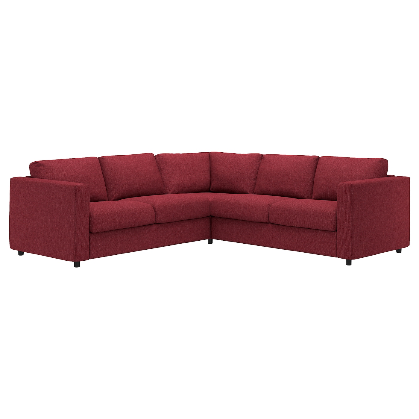 IKEA VIMLE sofa narożna 4-osobowa, Lejde czerwony/brązowy, Wysokość z poduchami oparcia: 83 cm