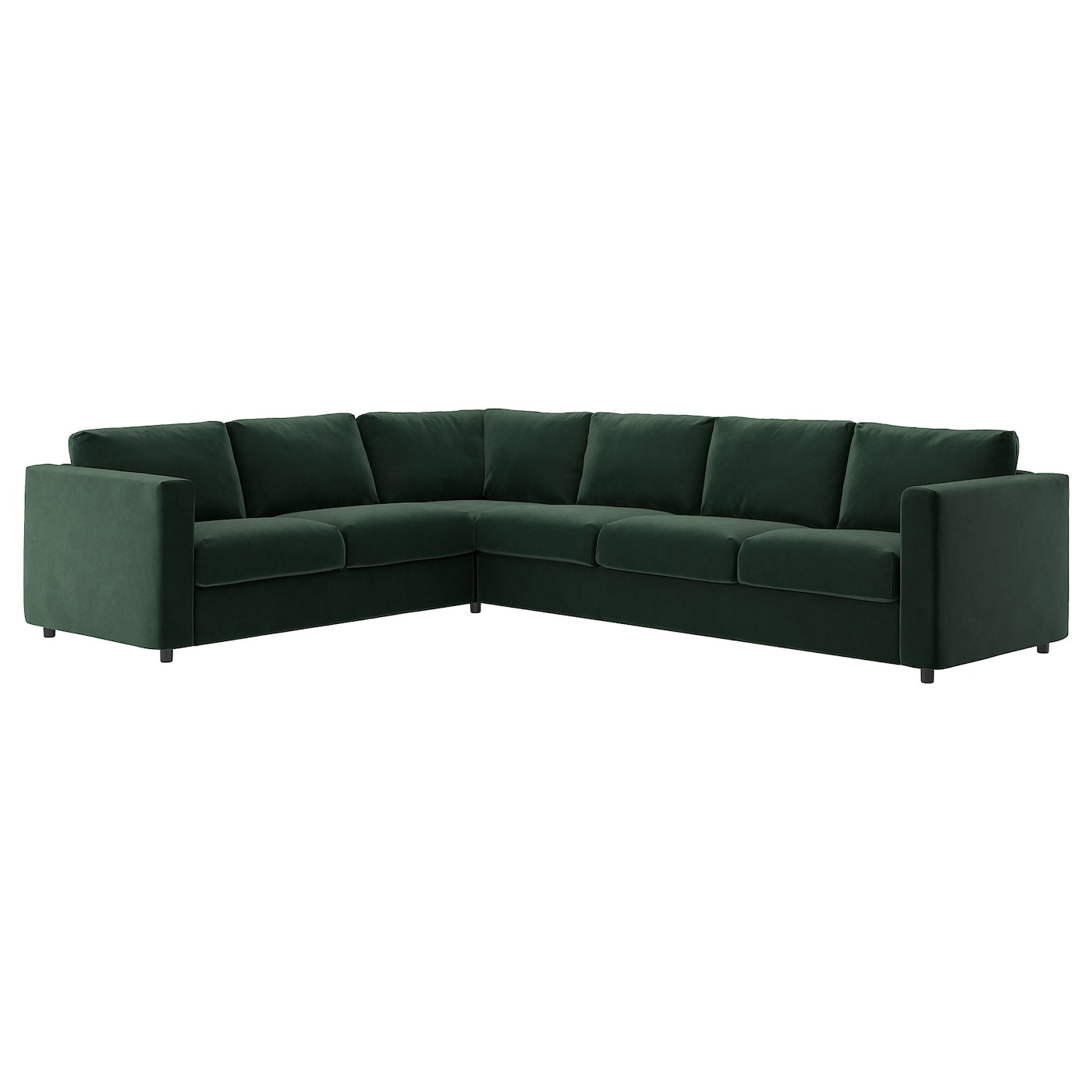 IKEA VIMLE sofa narożna 5-osobowa, Djuparp ciemnozielony, Wysokość z poduchami oparcia: 83 cm