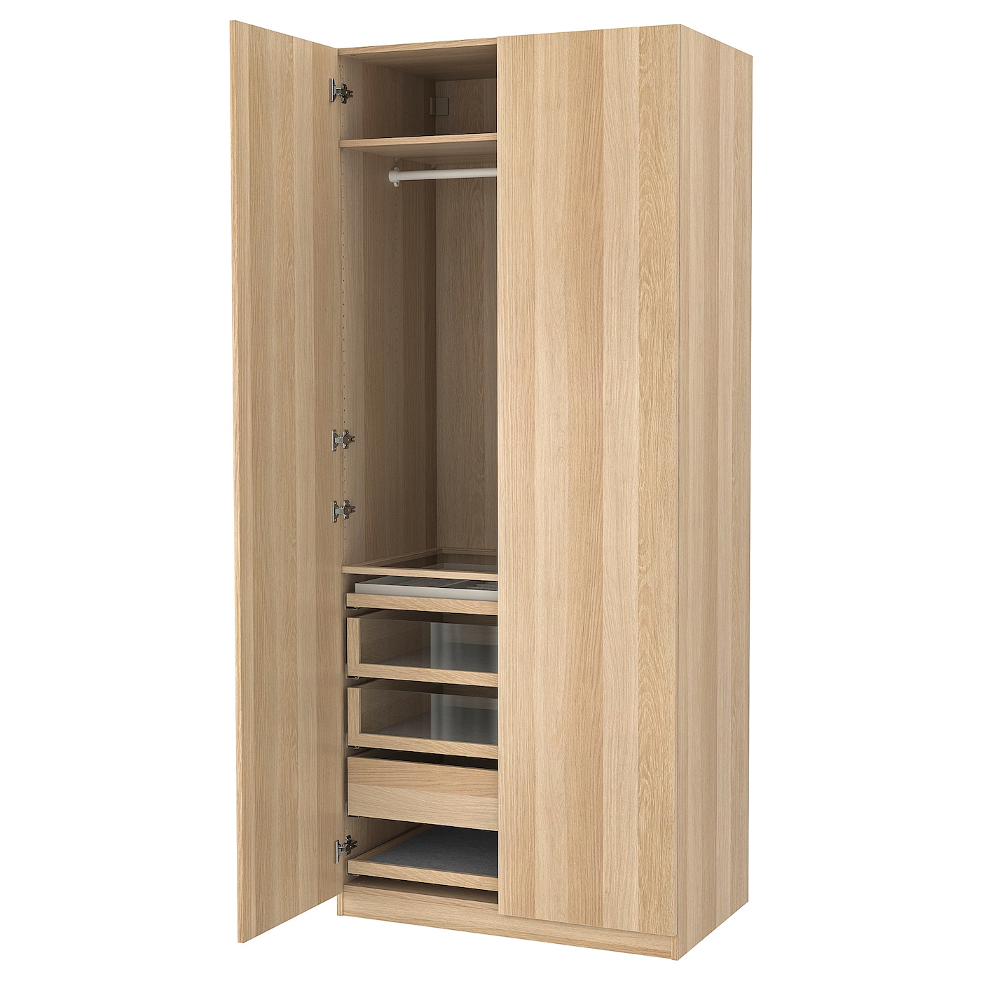 IKEA PAX / FORSAND kombinacja szafy, imitacja dębu bejcowanego na biało/imitacja dębu bejcowanego na biało, 100x60x236 cm
