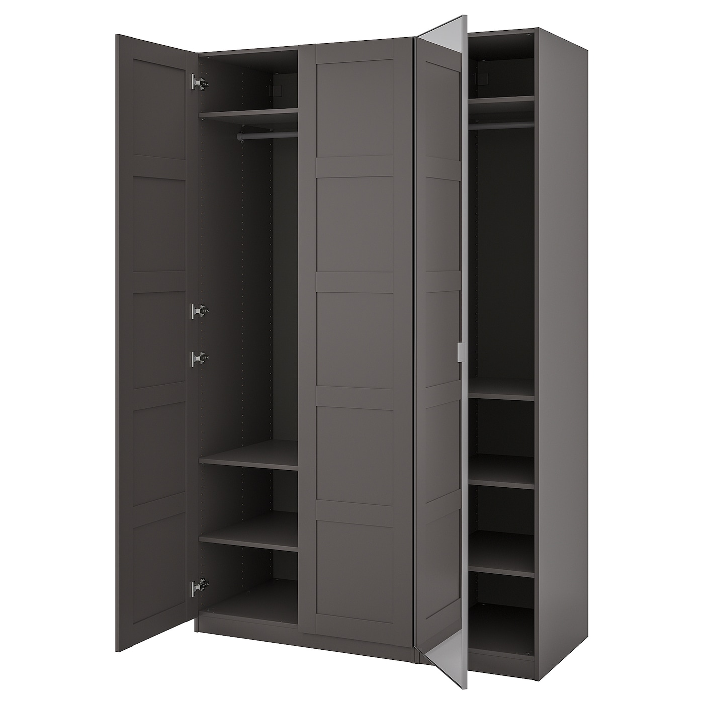 IKEA PAX / BERGSBO/ÅHEIM kombinacja szafy, ciemnoszary ciemnoszary/lustro, 150x60x236 cm