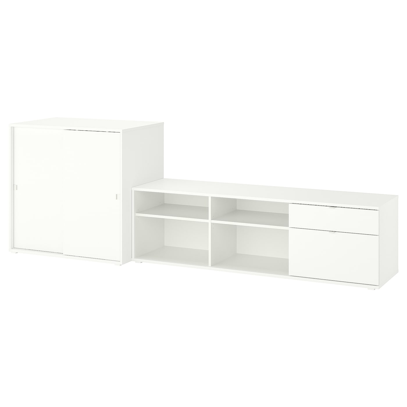 IKEA VIHALS TV/kombinacja regałowa, biały, 275x47x90 cm