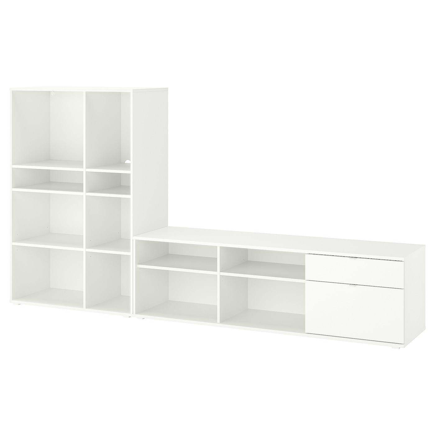 IKEA VIHALS TV/kombinacja regałowa, biały, 275x37x140 cm