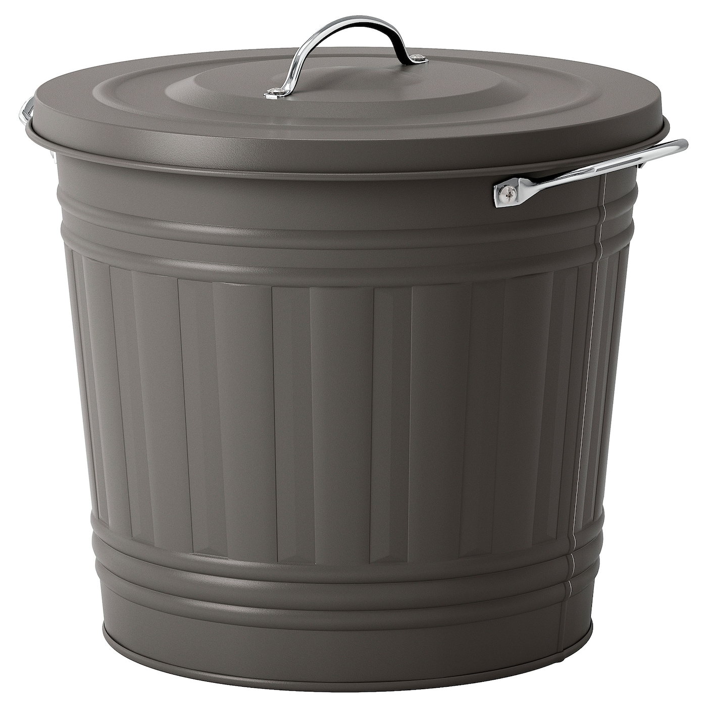 IKEA KNODD kosz metalowy z pokrywką, szary, 16 l