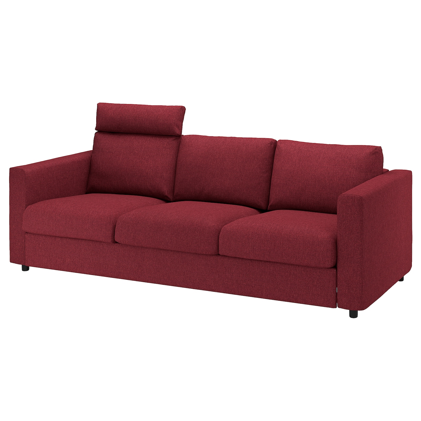 IKEA VIMLE sofa 3-osobowa, z zagłówkiem/Lejde czerwony/brązowy, Wysokość z zagłówkiem: 103 cm