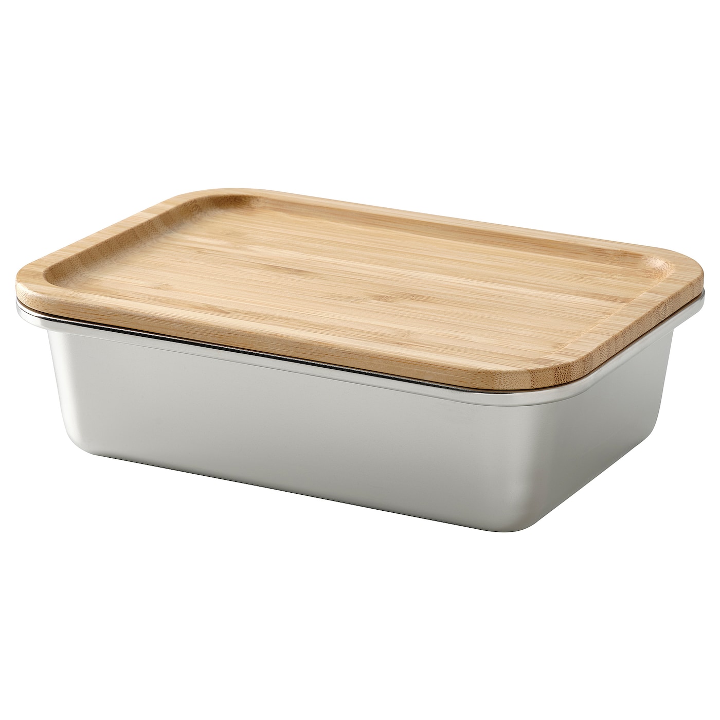 IKEA IKEA 365+ pojemnik na żywność z pokrywką, prostokąt stal nierdz/bambus, 1.0 l