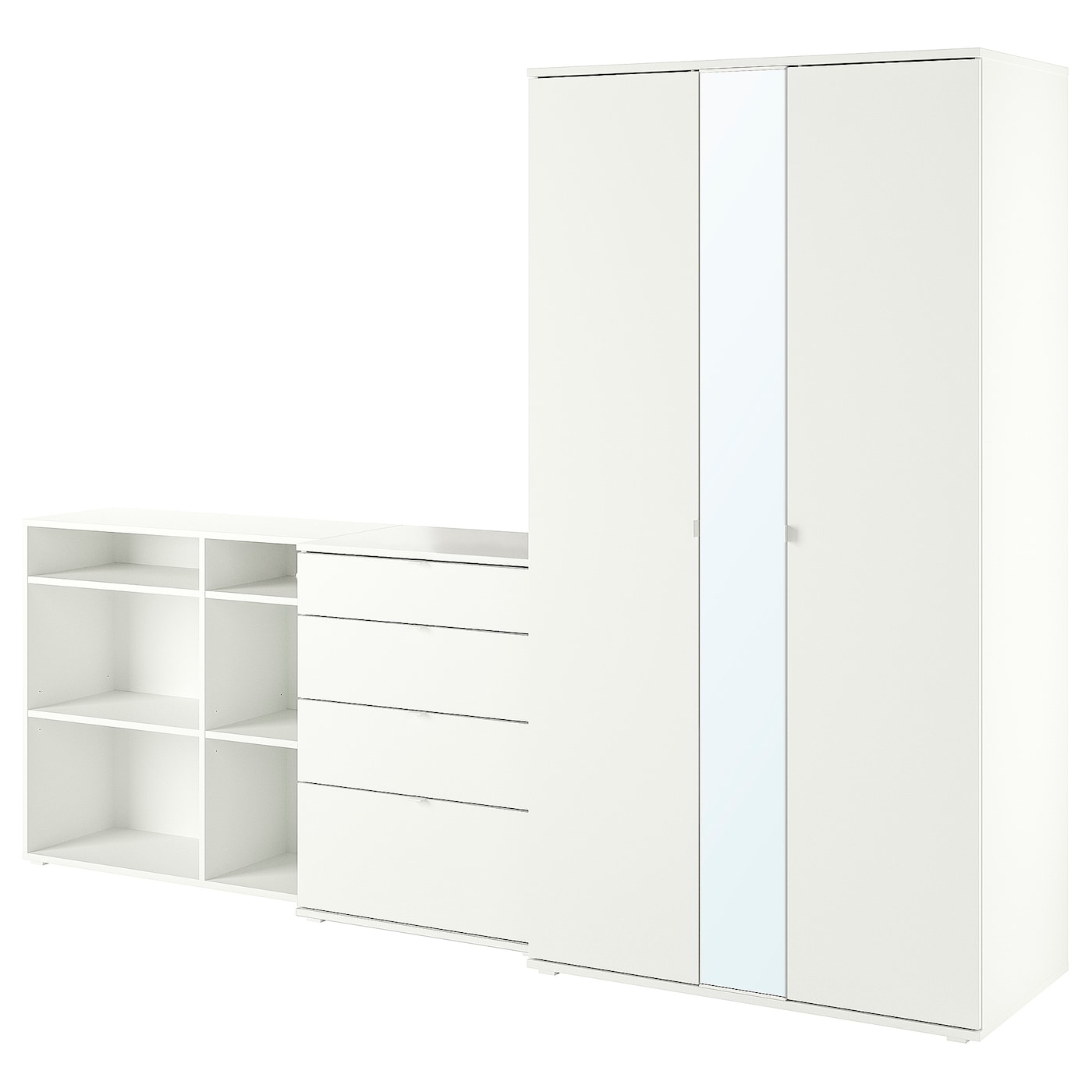 IKEA VIHALS kombinacja szafy, biały/lustro, 270x57x200 cm