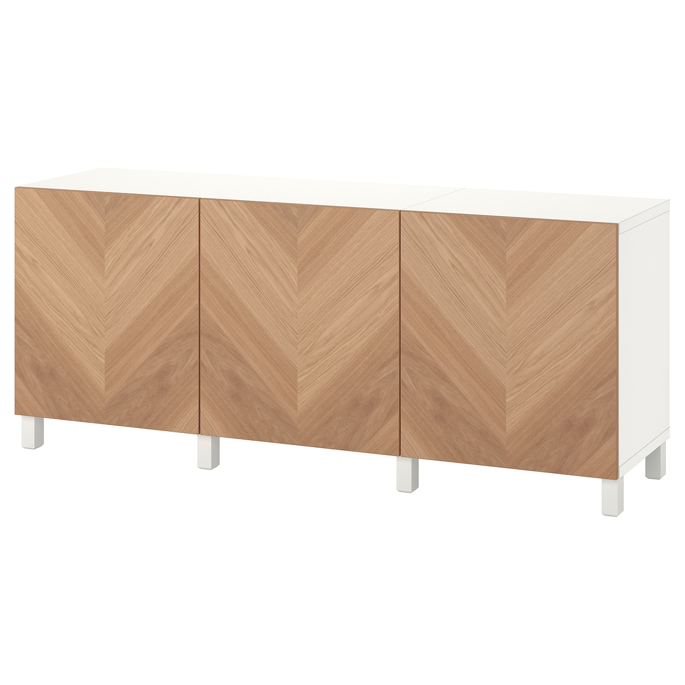 IKEA BESTÅ kombinacja z drzwiami, biały/Hedeviken/Stubbarp okl dęb, 180x42x74 cm
