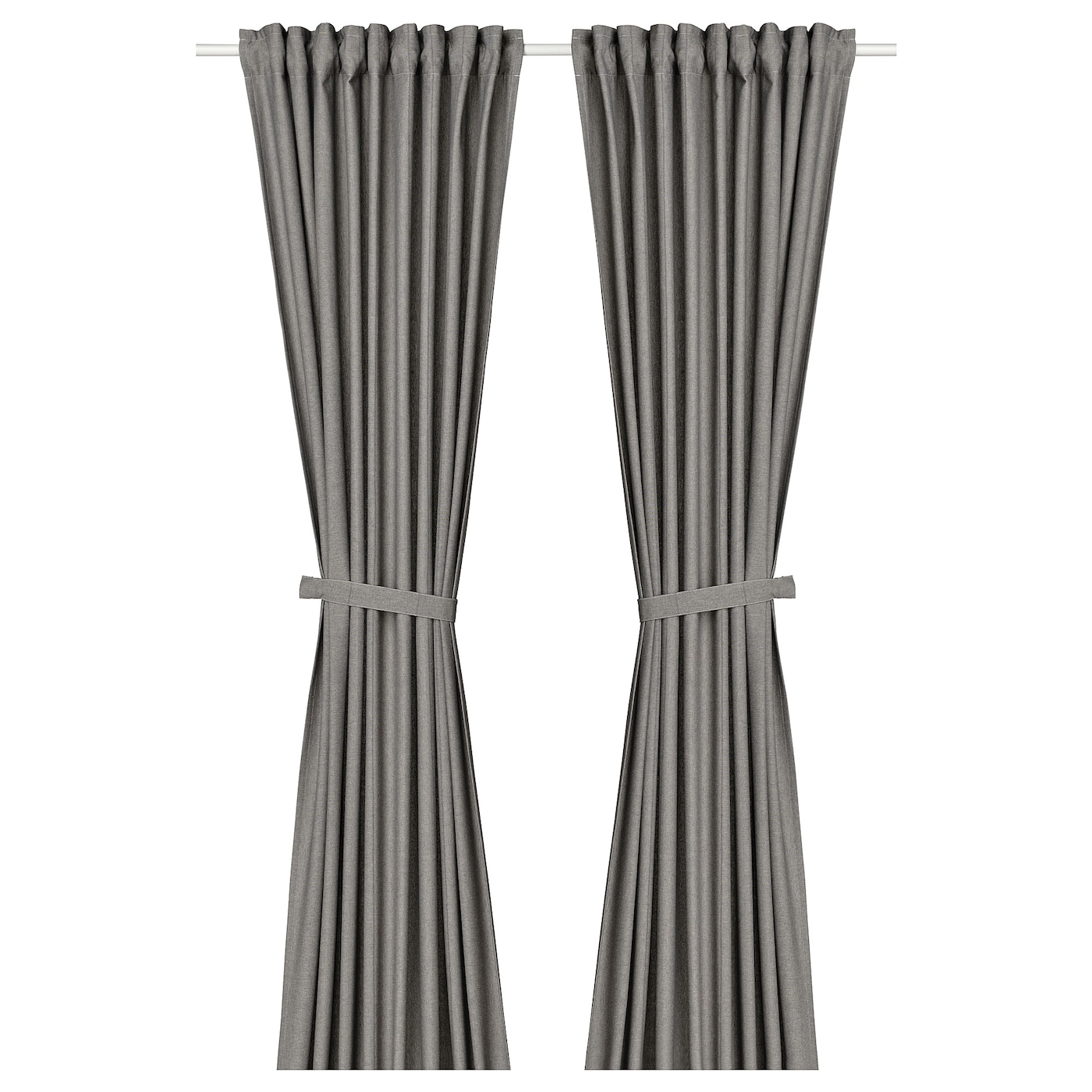IKEA LENDA zasłona z wiązaniem, 2 szt, ciemnoszary/na taśmie, 140x300 cm