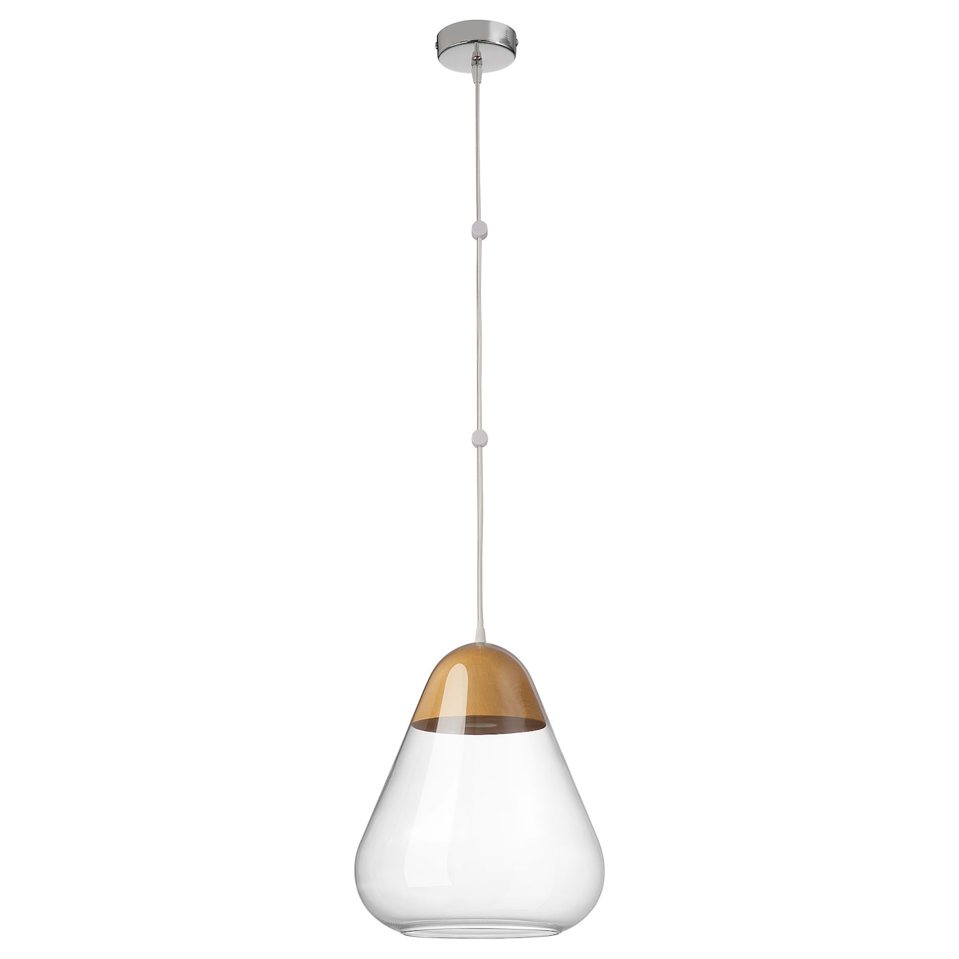 IKEA AKTERGAST lampa wisząca, szkło/lita brzoza, 30 cm