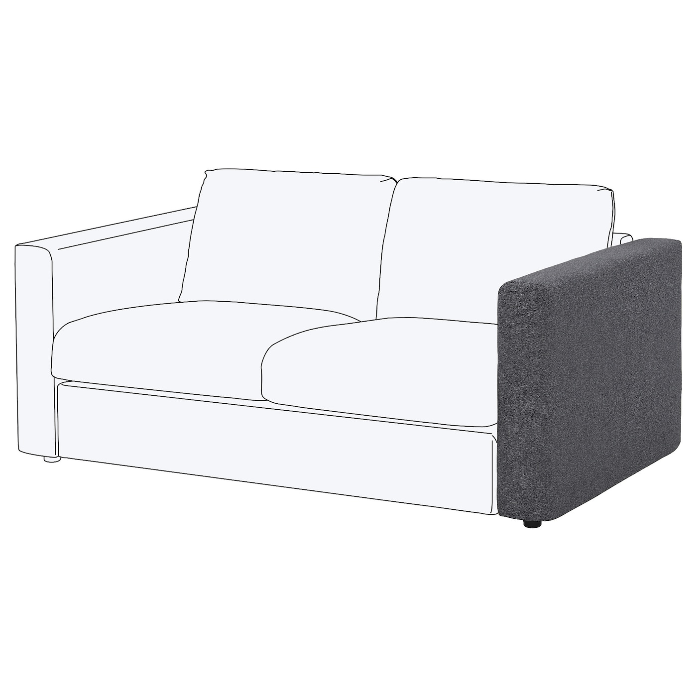 IKEA VIMLE podłokietnik, Gunnared średnioszary, Głębokość: 93 cm