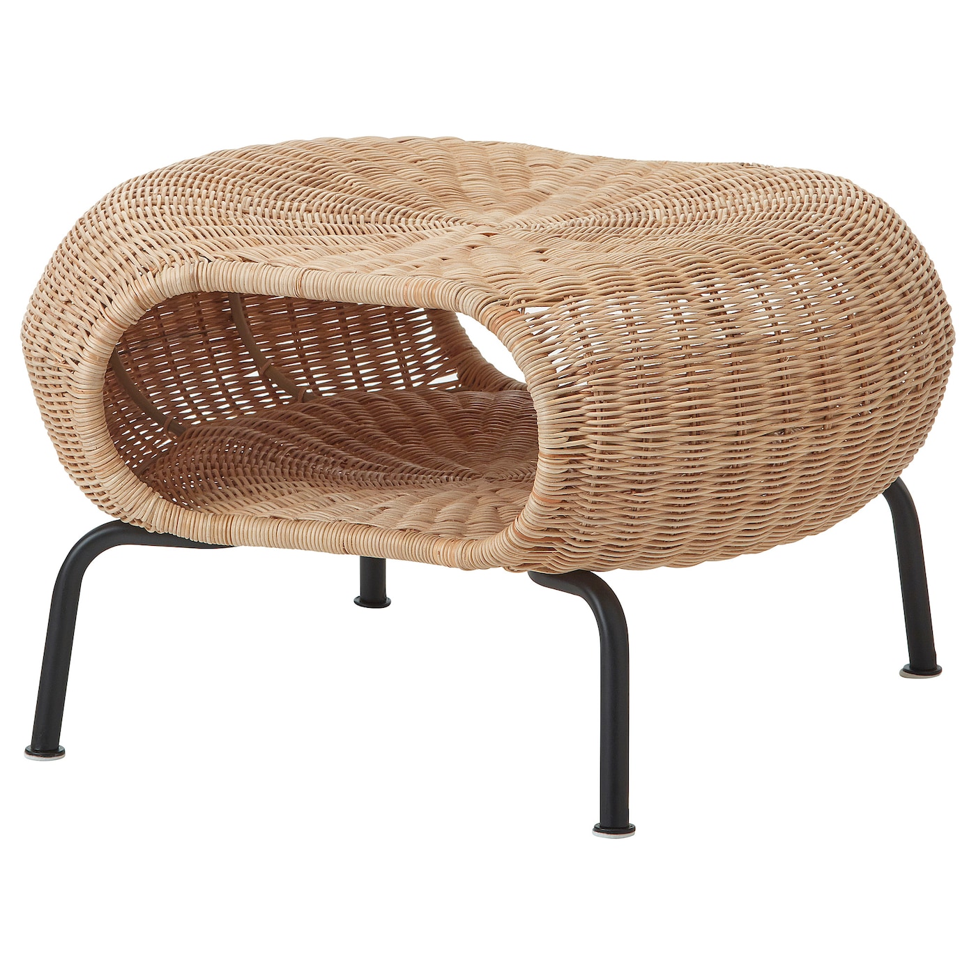 IKEA GAMLEHULT podnóżek ze schowkiem, rattan/antracyt, Wysokość: 36 cm