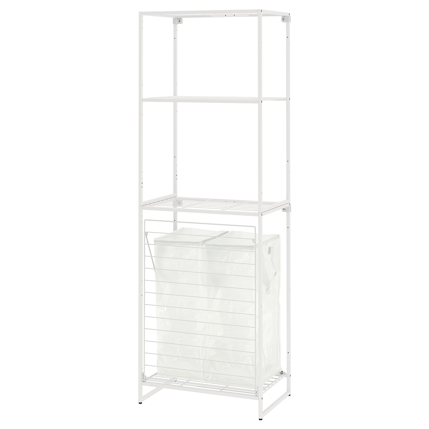 IKEA JOSTEIN regał z workami, do wewnątrz/na zewnątrz drut/przezroczysty biały, 61x40/76x180 cm