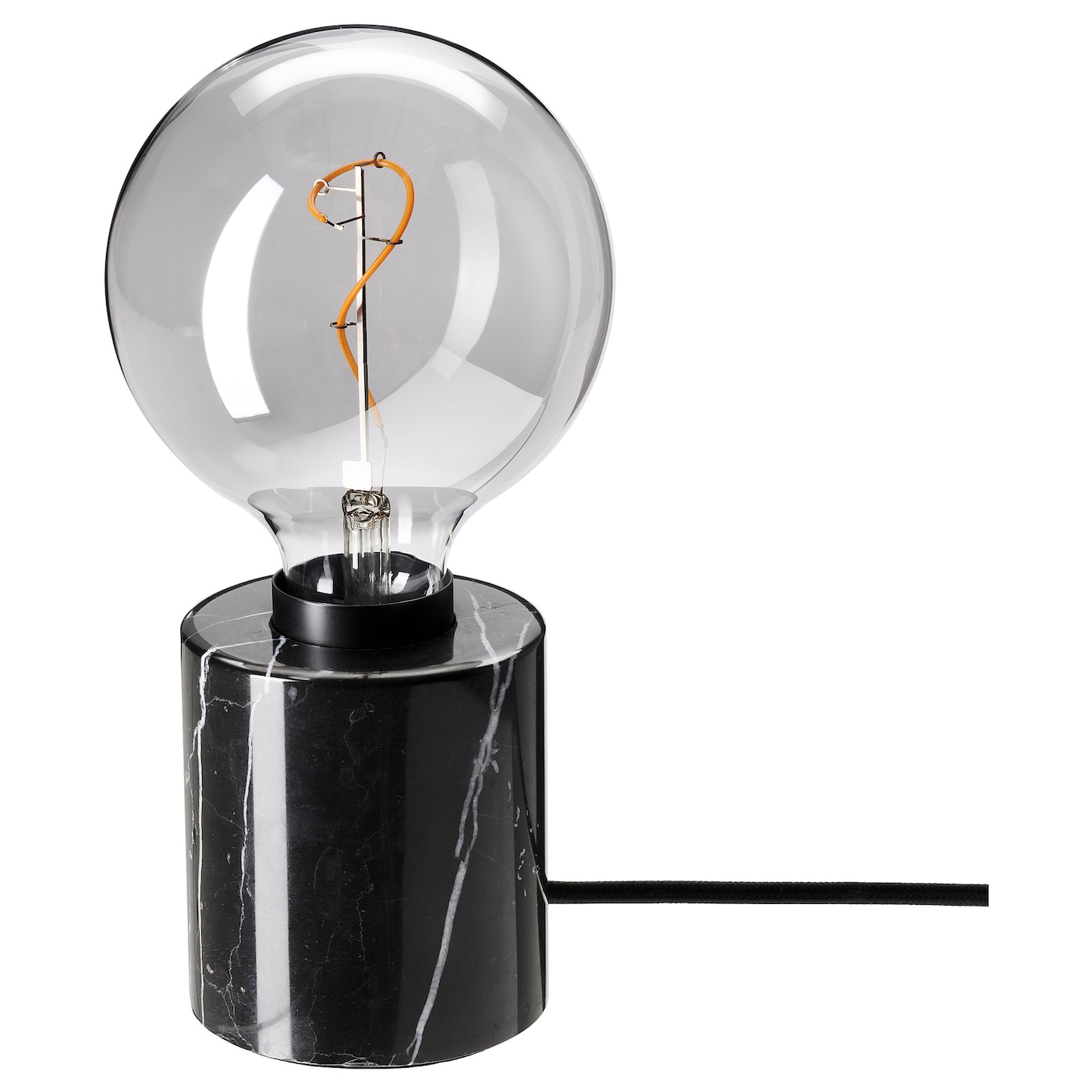 IKEA MARKFROST / MOLNART lampa stołowa z żarówką, czarny/szare szkło przezroczyste, 125 mm