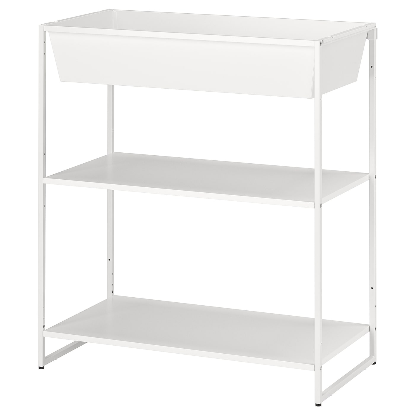 IKEA JOSTEIN regał z pojemnikiem, do wewnątrz/na zewnątrz/metal biały, 81x40x90 cm