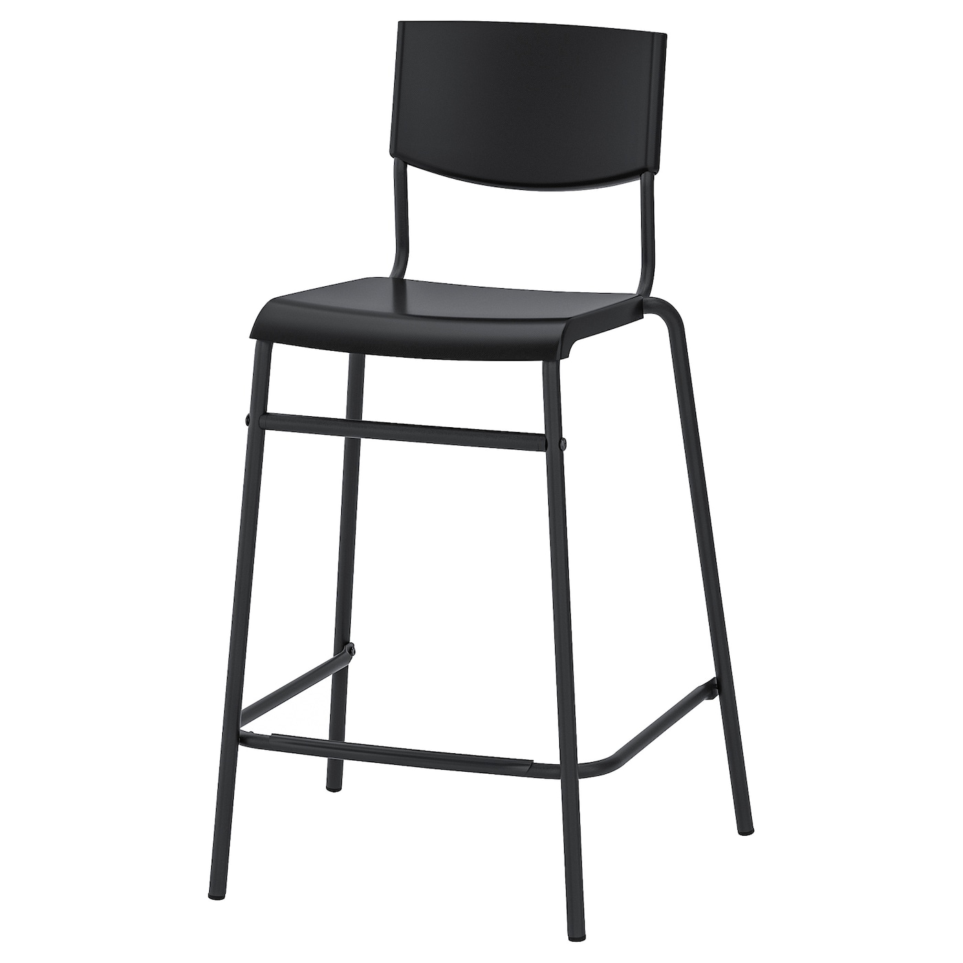 IKEA STIG Stołek barowy z oparciem, czarny/czarny, 63 cm