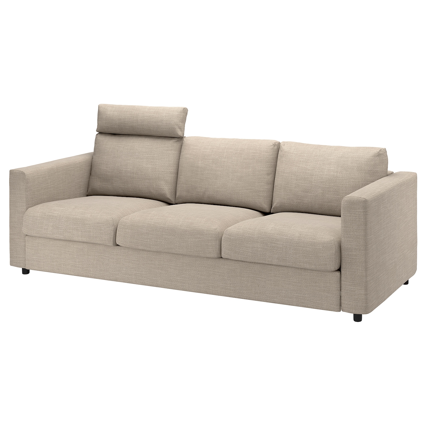 IKEA VIMLE sofa 3-osobowa, z zagłówkiem/Hillared beżowy, Wysokość z zagłówkiem: 103 cm