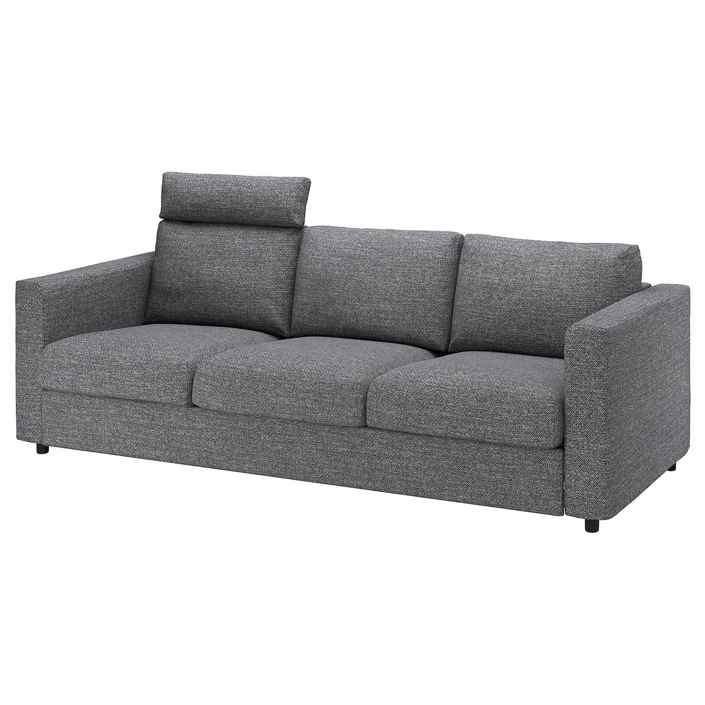 IKEA VIMLE sofa 3-osobowa, z zagłówkiem/Lejde szary-czarny, Wysokość z zagłówkiem: 103 cm