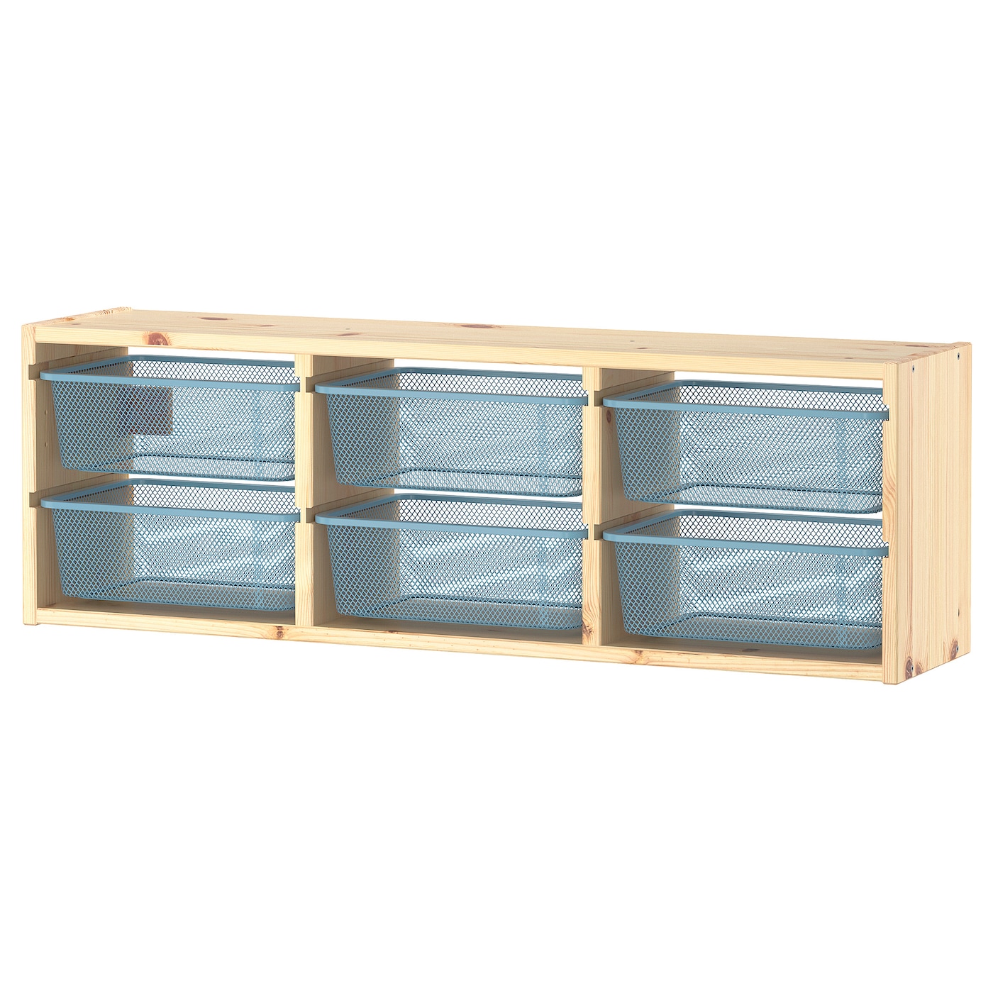 IKEA TROFAST szafka ścienna, jasna sosna bejcowana na biało/szaroniebieski, 93x21x30 cm