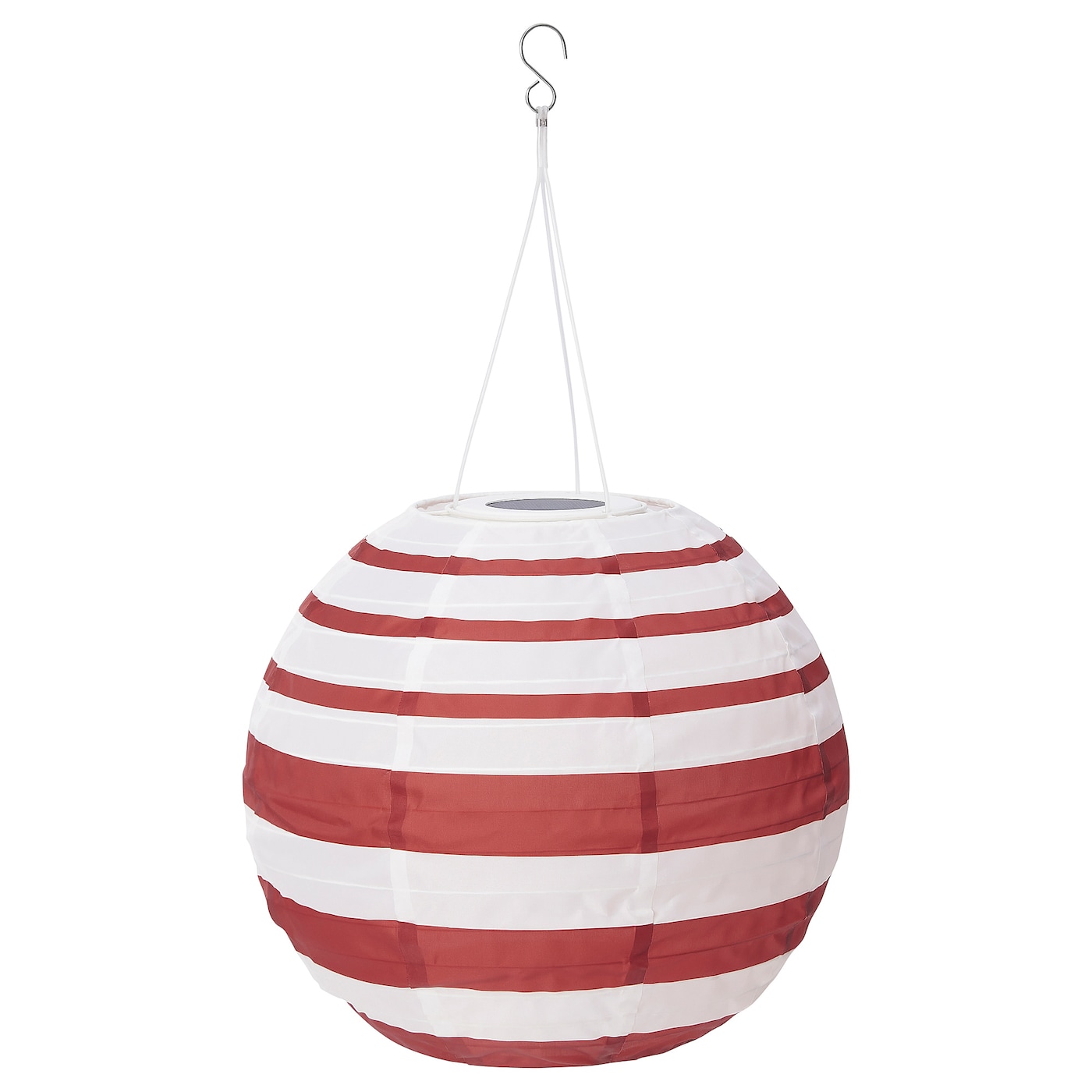 IKEA SOLVINDEN lampa wisząca na energię słon. LED, zewnętrzne kula/czerwony paski, 30 cm