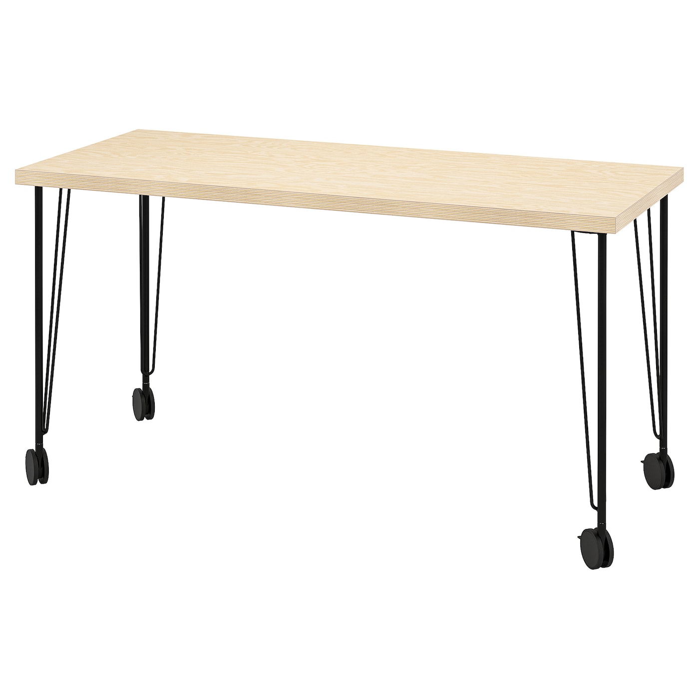 IKEA MITTCIRKEL / KRILLE biurko, żywy efekt sosny czarny, 140x60 cm