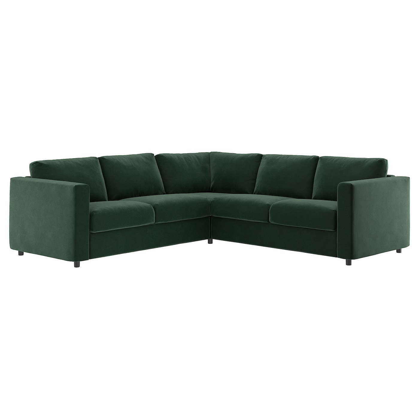 IKEA VIMLE sofa narożna 4-osobowa, Djuparp ciemnozielony, Wysokość z poduchami oparcia: 83 cm
