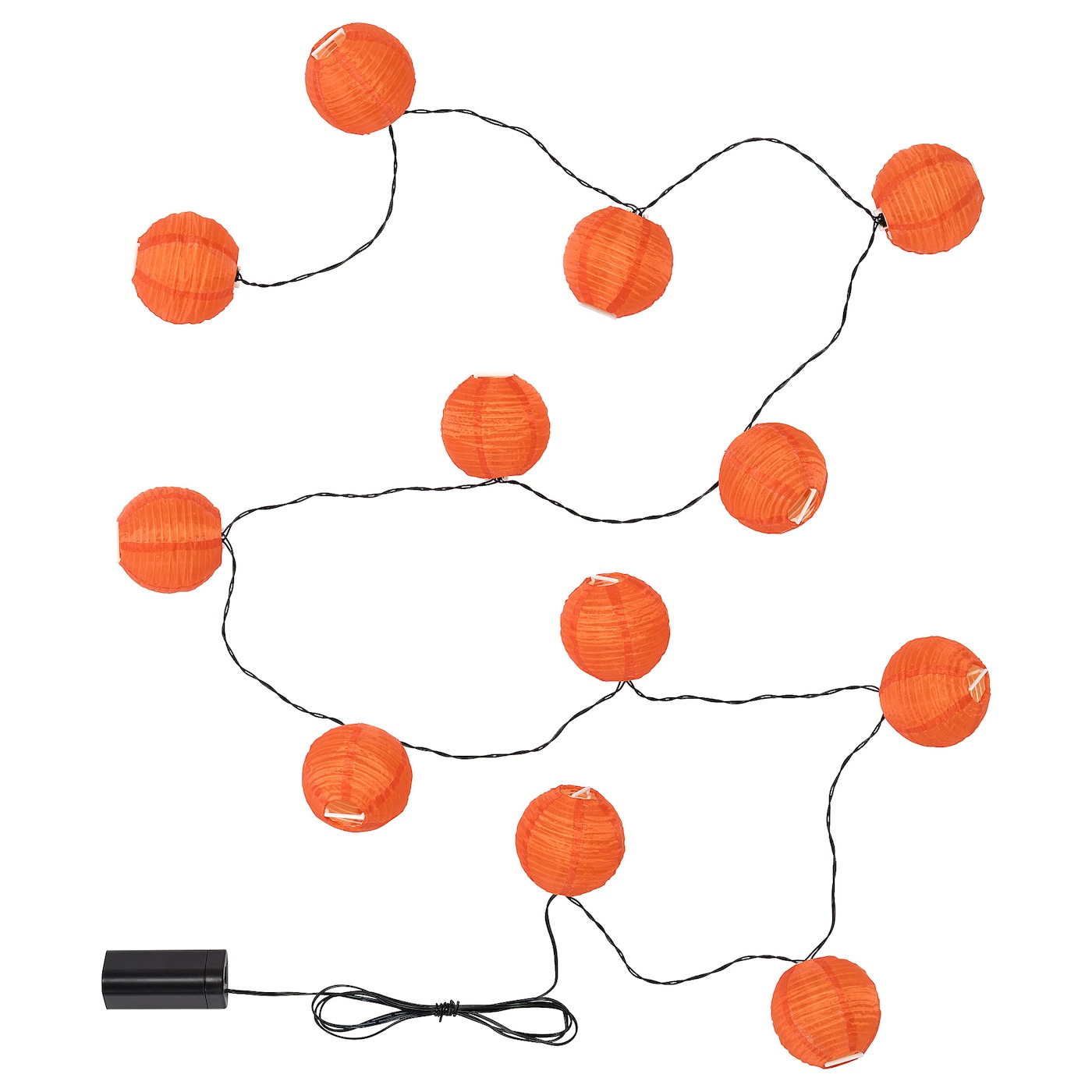 IKEA SOLVINDEN girlanda LED, 12 lampek, zewnętrzne/na baterie pomarańczowy, Długość do 1. lampy: 1.5 m