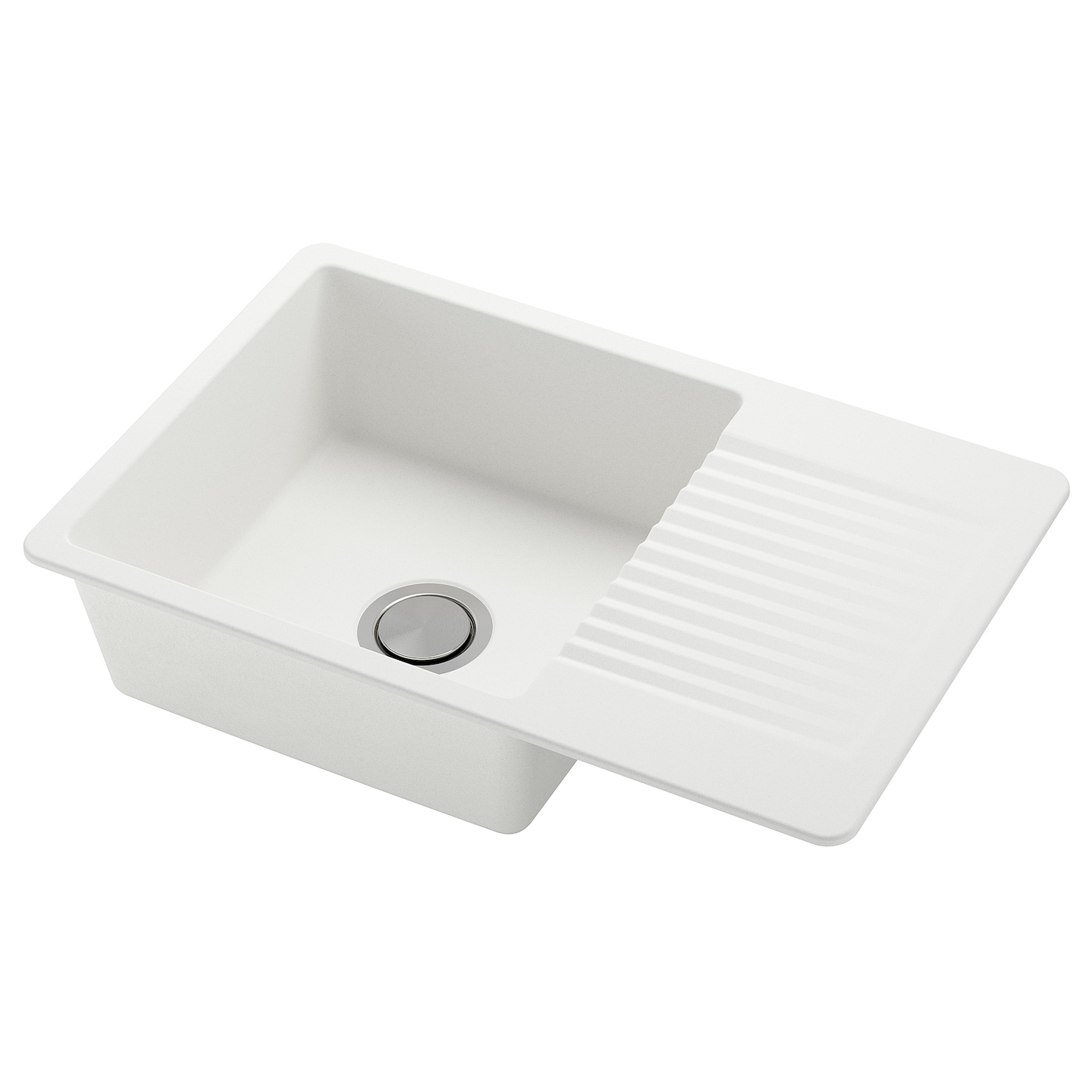 IKEA KILSVIKEN zlew wpuszczany, 1 kom z ociekarką, biały kompozyt kwarcowy, 72x46 cm