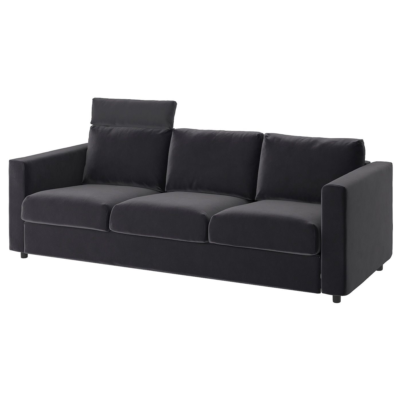 IKEA VIMLE sofa 3-osobowa, z zagłówkiem/Djuparp ciemnoszary, Wysokość z zagłówkiem: 103 cm