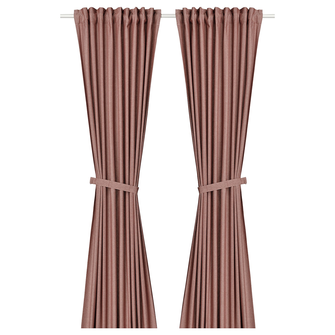 IKEA LENDA zasłona z wiązaniem, 2 szt, brązowoczerwony/na taśmie, 140x300 cm