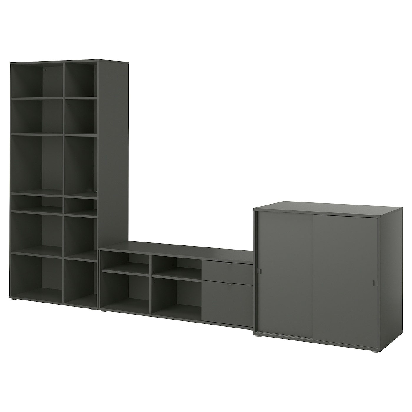 IKEA VIHALS TV/kombinacja regałowa, ciemnoszary, 337x47x200 cm