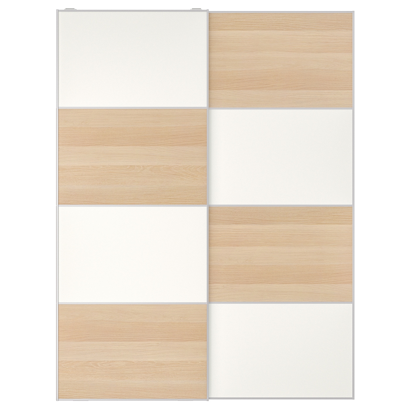 IKEA MEHAMN Drzwi przesuwne, 2str imitacja dębu bejcowanego na biało/biały, 150x201 cm