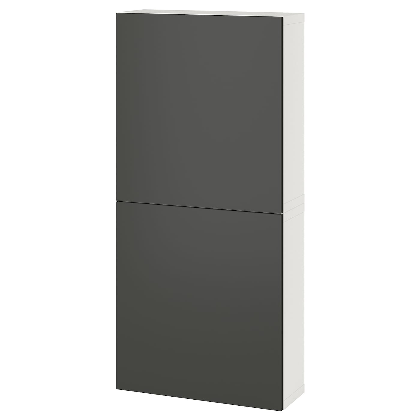 IKEA BESTÅ szafka śc/2 drzwi, biały/Lappviken ciemnoszary, 60x22x128 cm