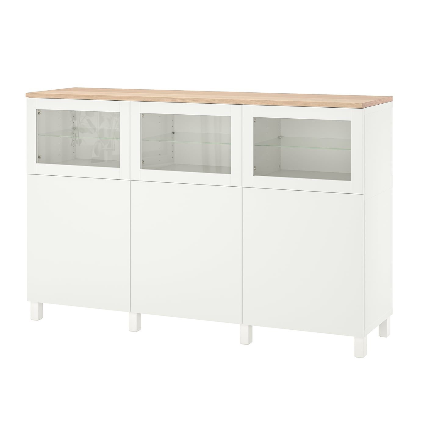 IKEA BESTÅ kombinacja z drzwiami, Lappviken/Stubbarp/Sindvik białe szkło przezroczyste, 180x42x114 cm
