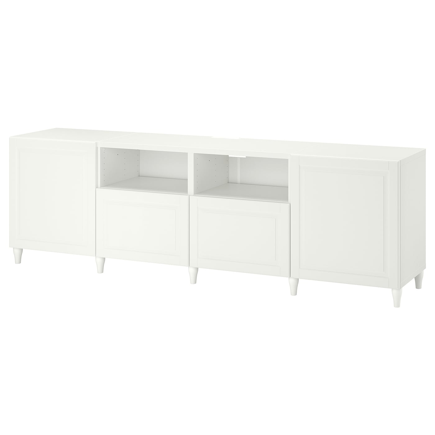 IKEA BESTÅ ława TV z drzwiami i szufladami, biały/Smeviken/Kabbarp biały, 240x42x74 cm