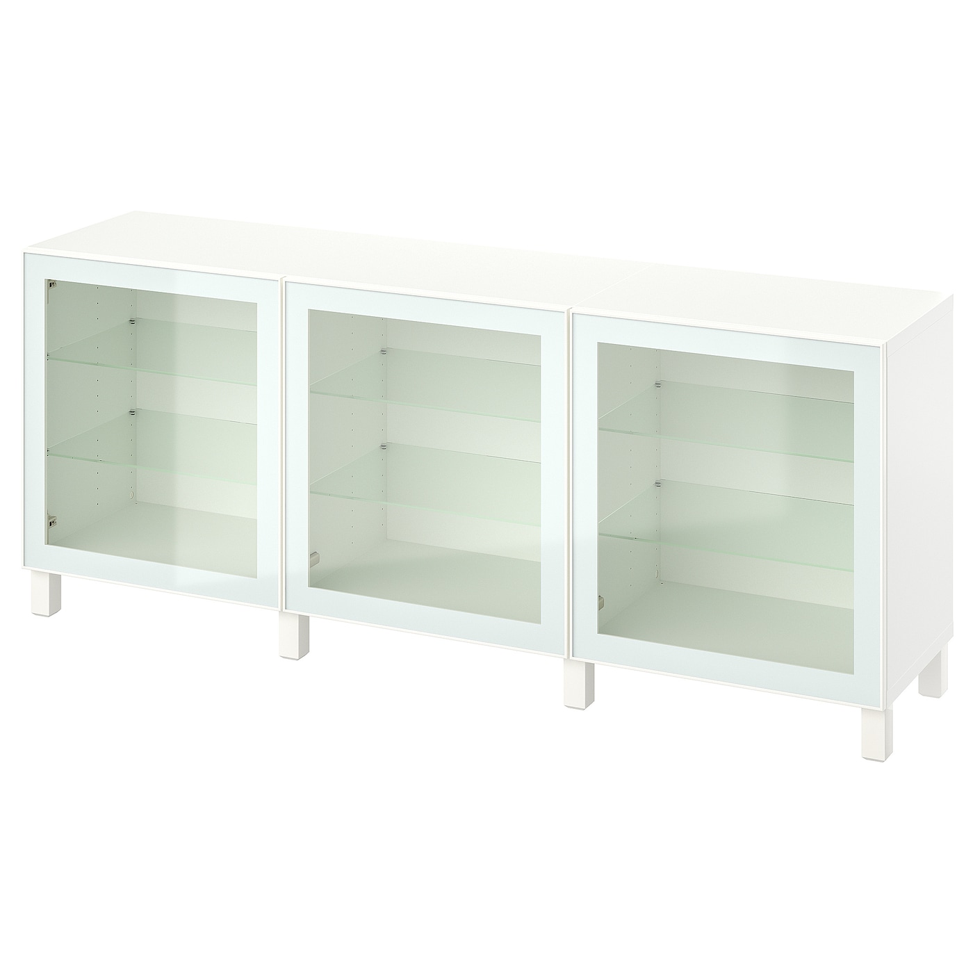 IKEA BESTÅ kombinacja z drzwiami, biały Glassvik/Stubbarp/biel/jasna zieleń szkło bezbarwne, 180x42x74 cm