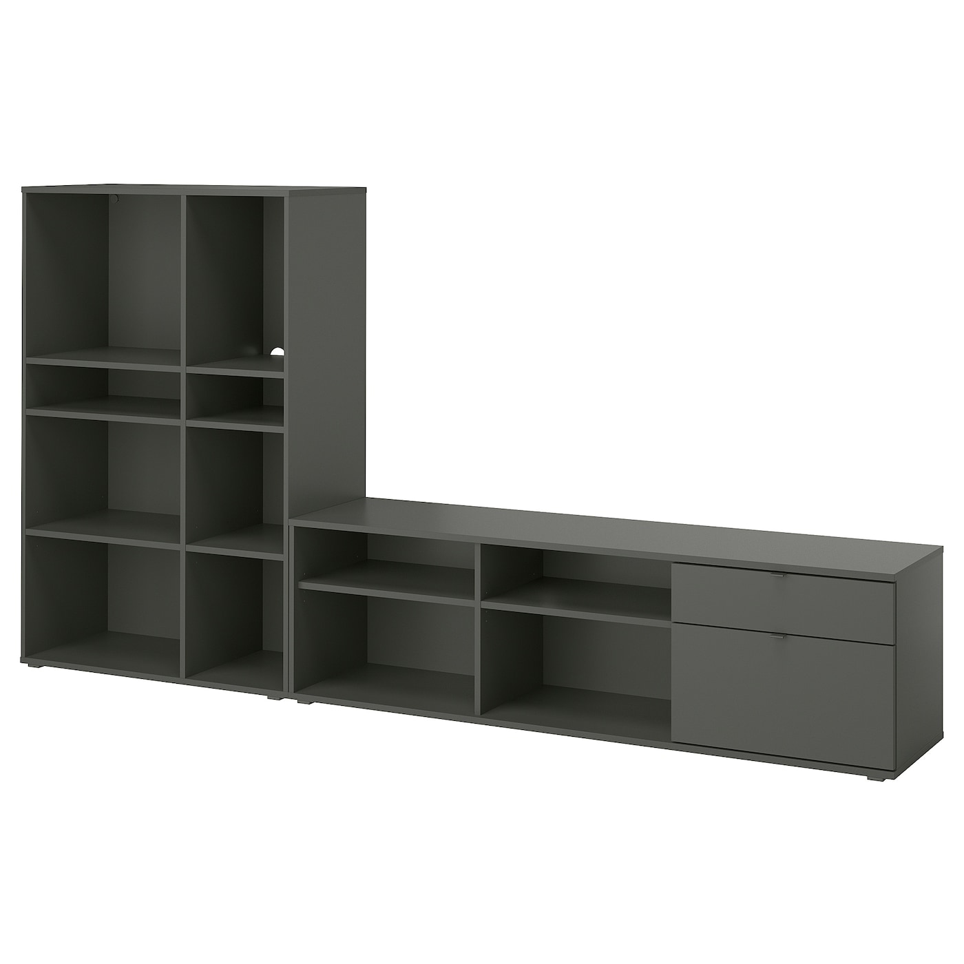 IKEA VIHALS TV/kombinacja regałowa, ciemnoszary, 275x37x140 cm