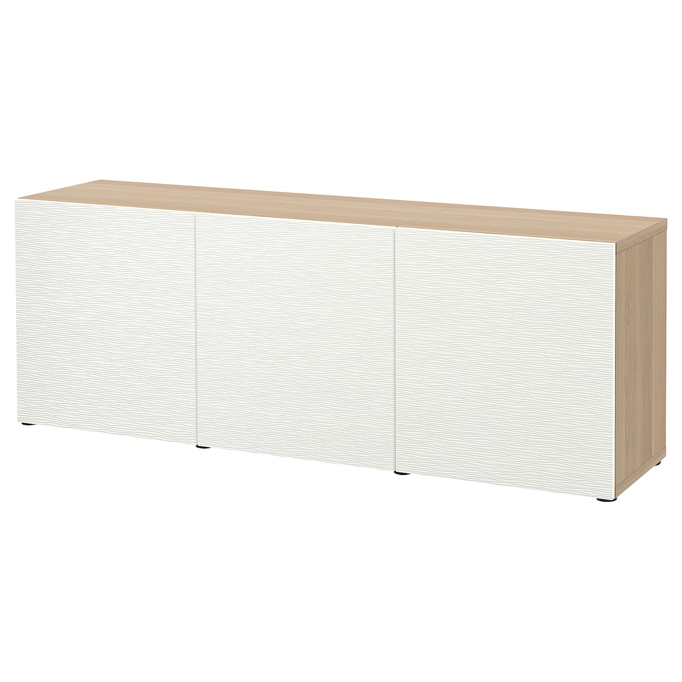 IKEA BESTÅ kombinacja z drzwiami, imitacja dębu bejcowanego na biało/Laxviken biały, 180x42x65 cm