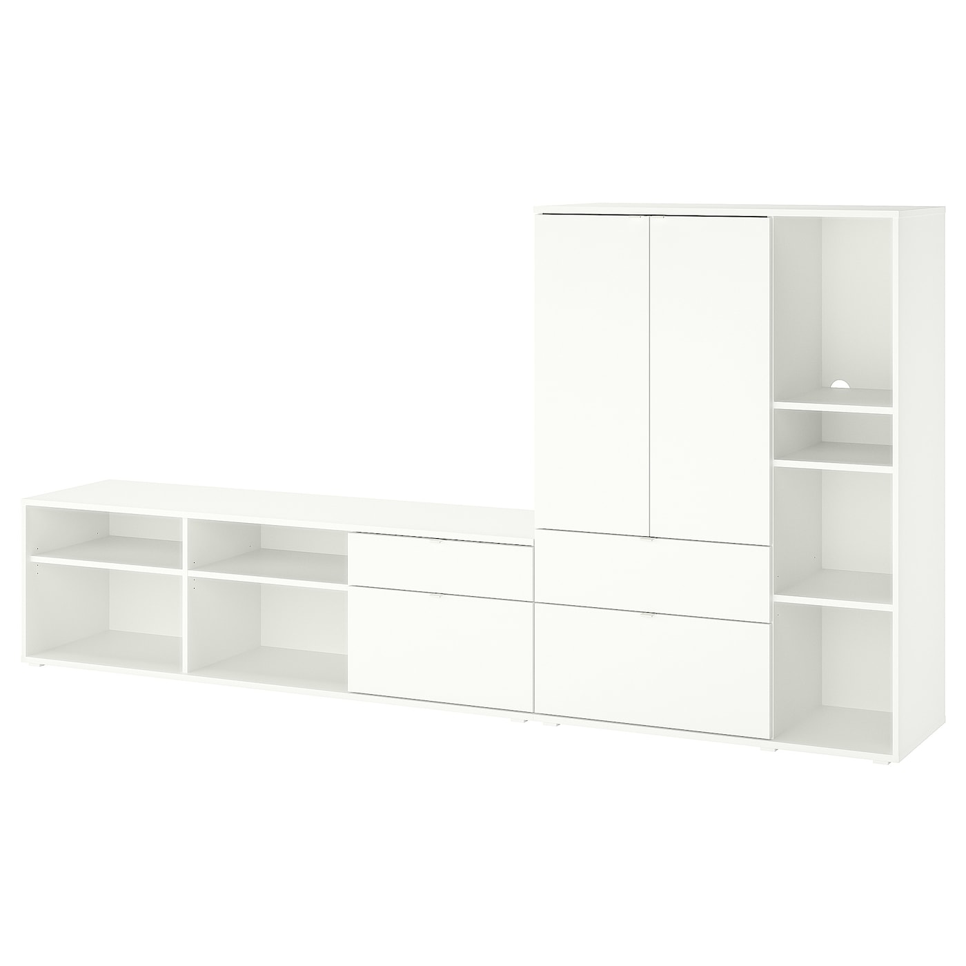 IKEA VIHALS TV/kombinacja regałowa, biały, 285x37x140 cm