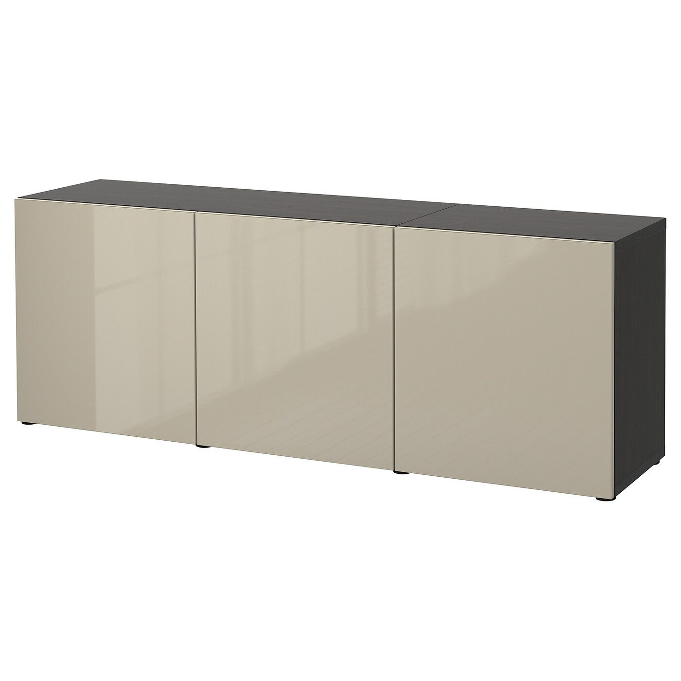 IKEA BESTÅ kombinacja z drzwiami, czarnybrąz/Selsviken wysoki połysk beż, 180x42x65 cm