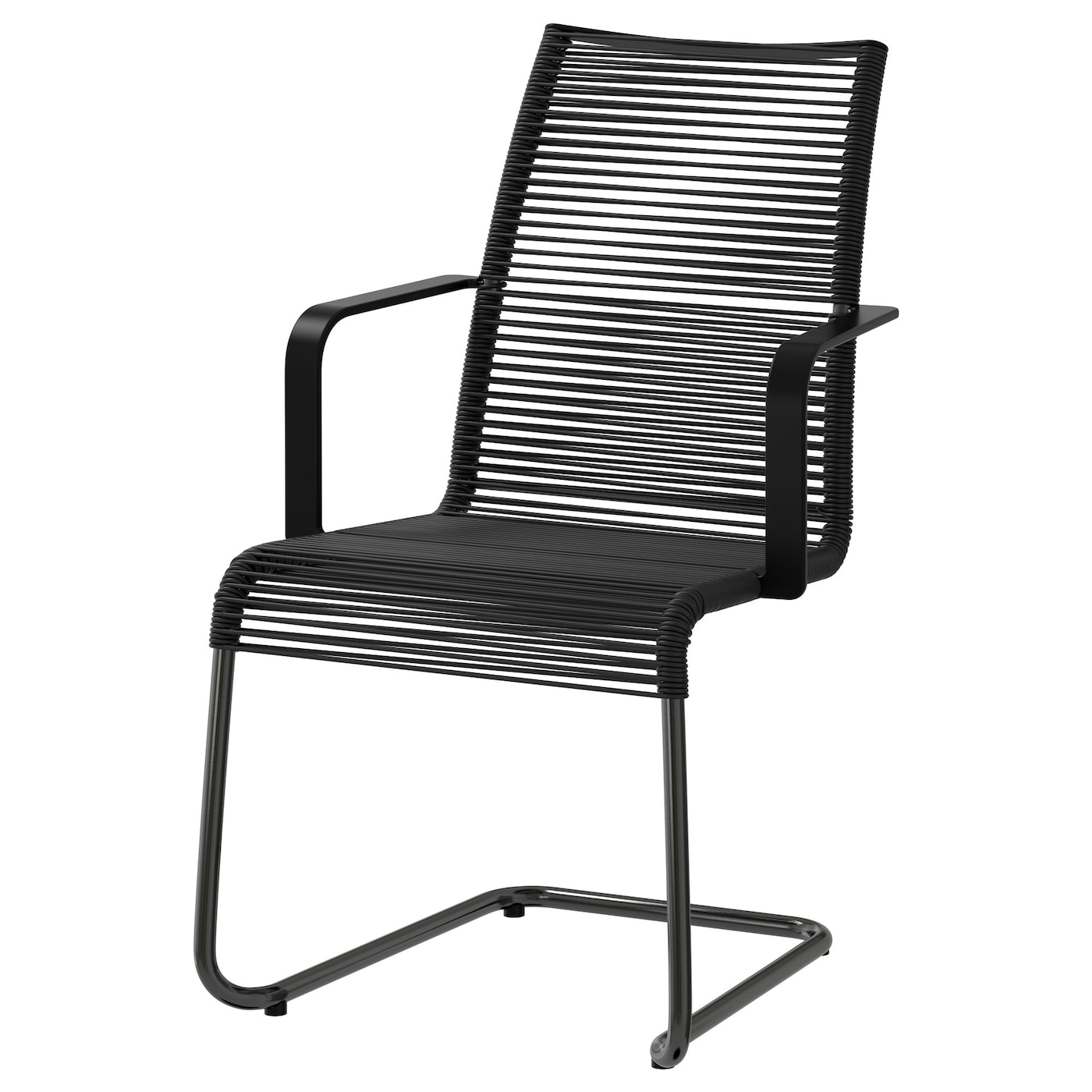 IKEA VÄSMAN krzesło z podłokietnikami, ogr, czarny, Szerokość: 54 cm