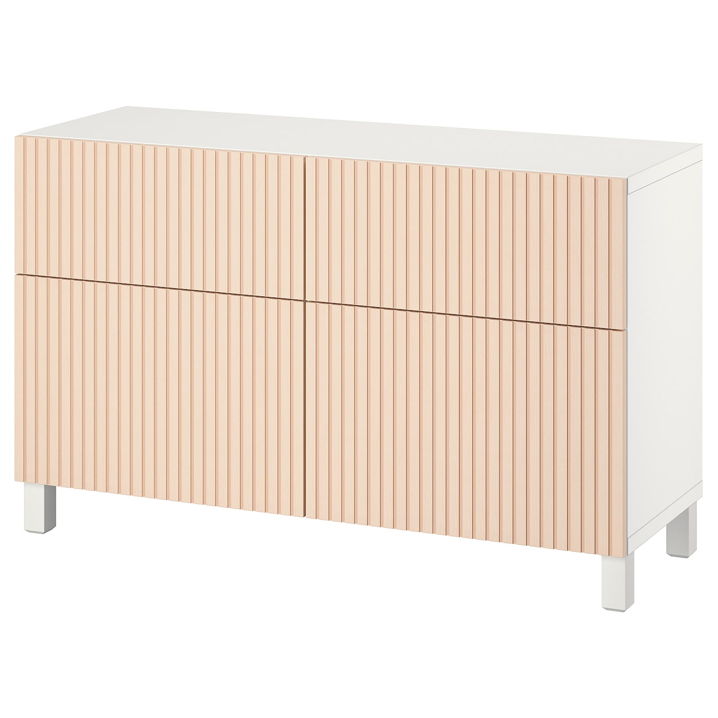IKEA BESTÅ kombinacja regałowa z drzw/szuf, biały/Björköviken/Stubbarp okl brzoz, 120x42x74 cm