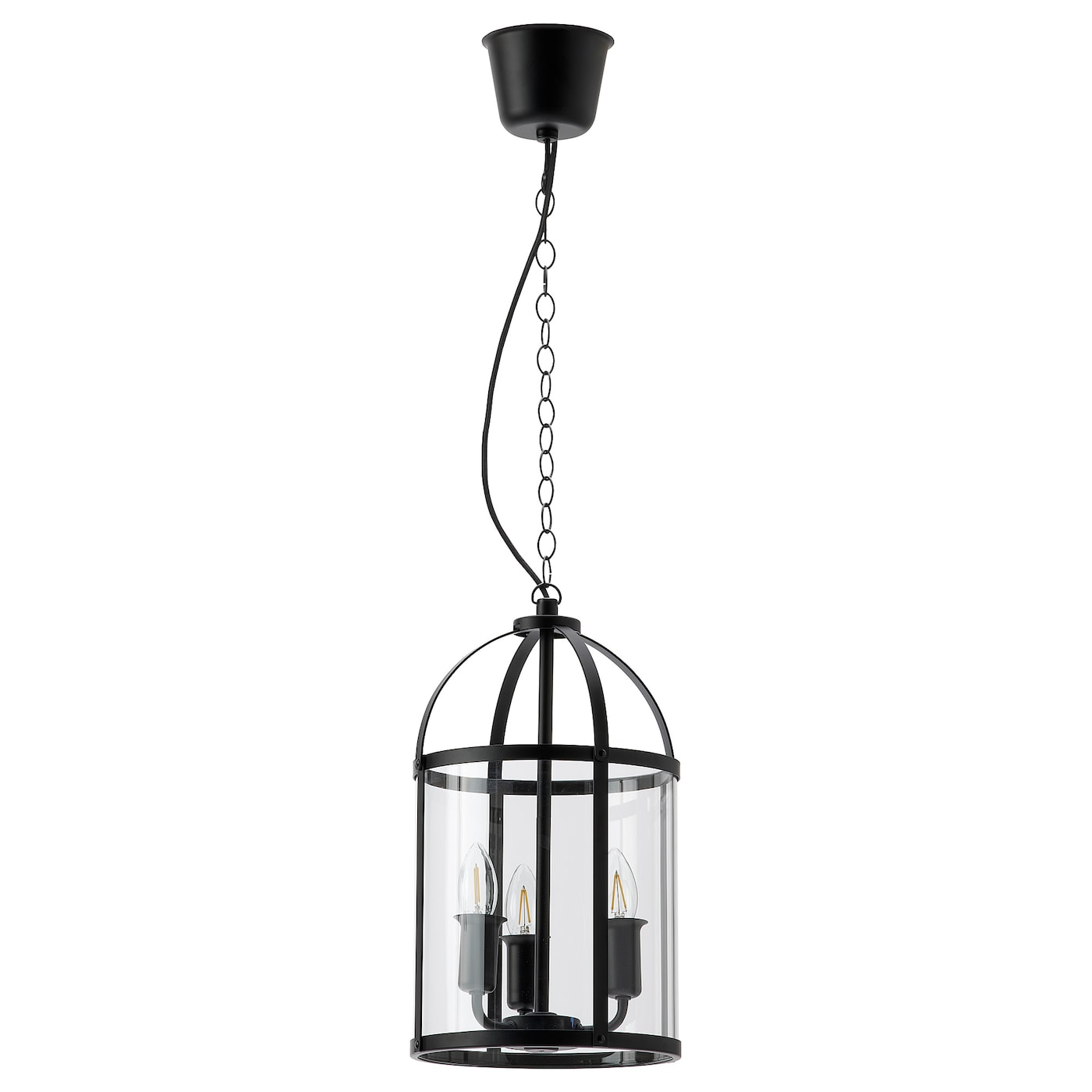IKEA GALJON lampa wisząca, czarny/przezroczysty szkło, 25 cm
