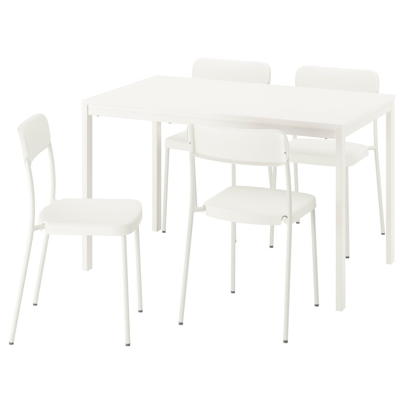 IKEA VIHALS / VIHALS stół i 4 krzesła, biały/biały, 120/180x74 cm