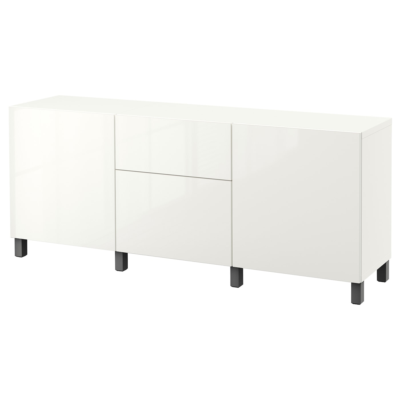 IKEA BESTÅ kombinacja z szufladami, biały/Selsviken/Stubbarp ciemnoszary, 180x42x74 cm