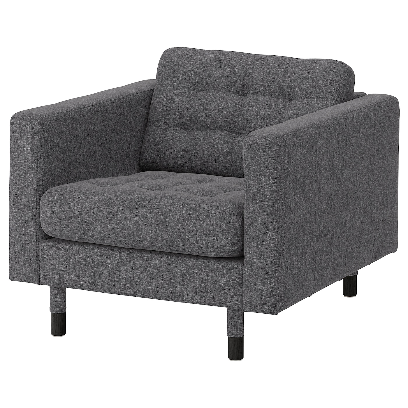 IKEA LANDSKRONA fotel, Gunnared ciemnoszary/drewno/czarny, Szerokość: 89 cm